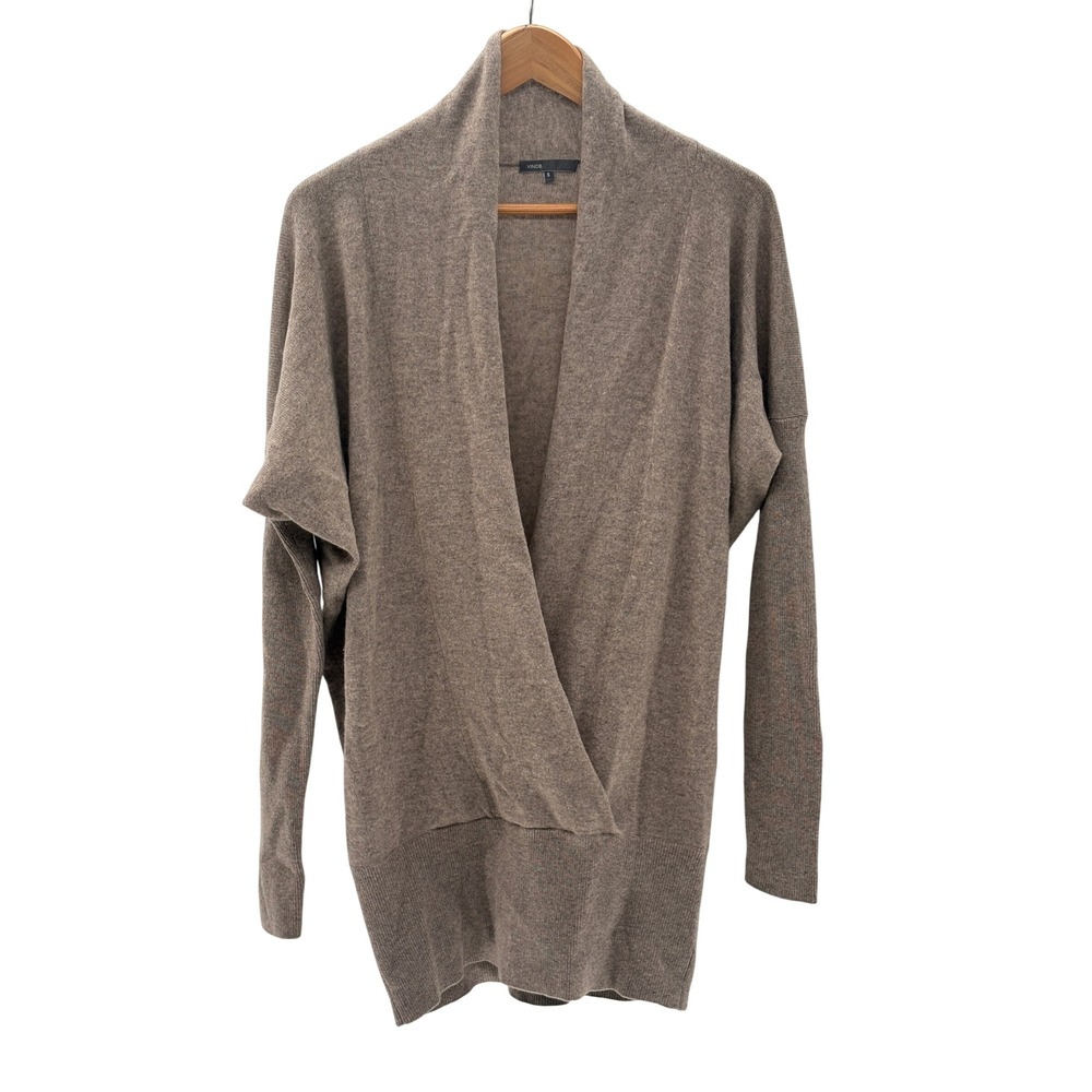 Vince Cashmere Sweater Tunic Wrap Women Small Oversized Brown Minimalist Luxury